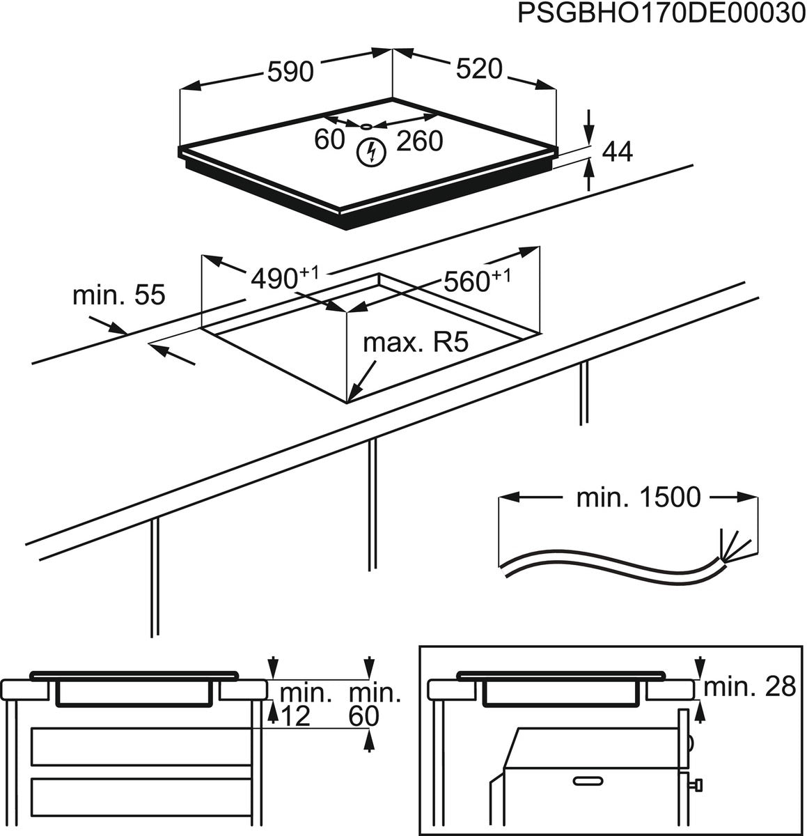 Built-in induction surface ELECTROLUX LIR60430