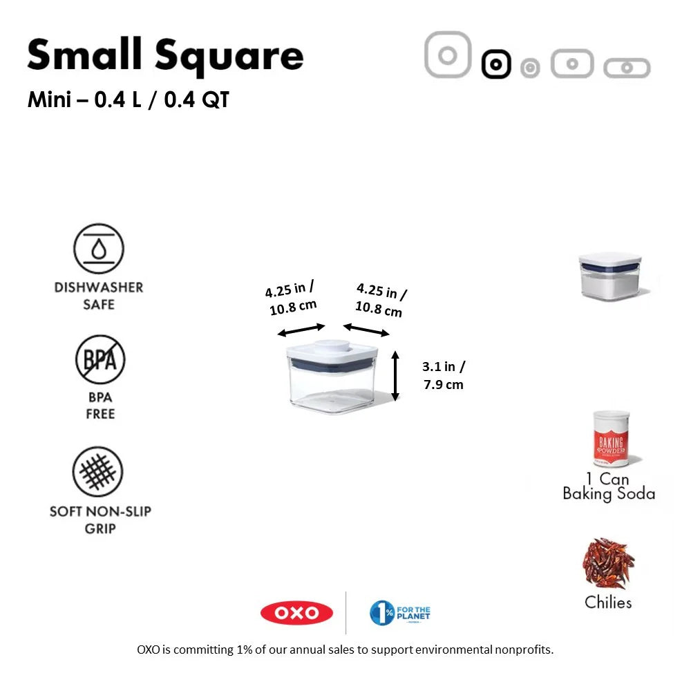 Food storage container OXO POP Small Square Mini - 0.4L 11236700