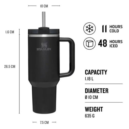 Thermal mug with straw STANLEY The Quencher H2.O FlowState Tumbler 1.18L black