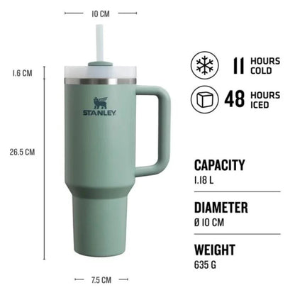 Thermal mug with straw STANLEY The Quencher H2.O FlowState Tumbler 1.18L blue gray