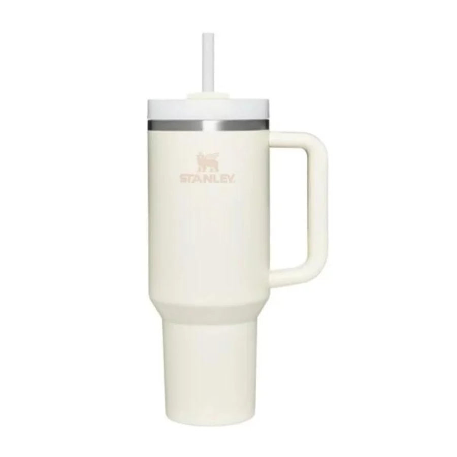 Thermal mug with straw STANLEY The Quencher H2.O FlowState Tumbler 1.18L in cream color