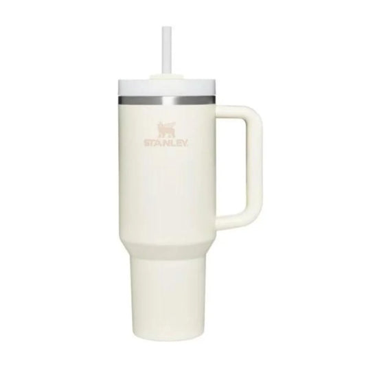 Thermal mug with straw STANLEY The Quencher H2.O FlowState Tumbler 1.18L in cream color