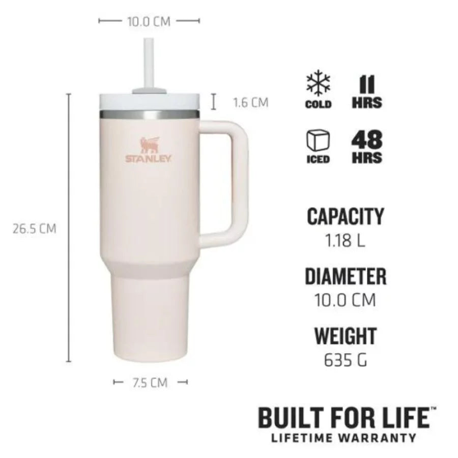 Термокружка с трубочкой STANLEY The Quencher H2.O FlowState Tumbler 1,18л светло-розовая