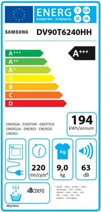 Dryer SAMSUNG DV90T6240HH/S7