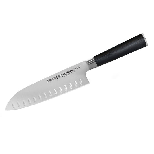 Нож кухонный SAMURA MO-V Santoku полый шлифованный 7.0"/180 мм