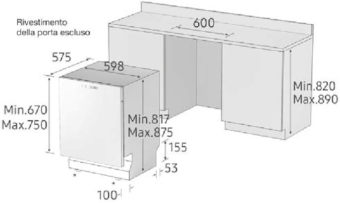 Iebūvējamā  trauku mazgājamā mašīna SAMSUNG DW60R7070BB/EO