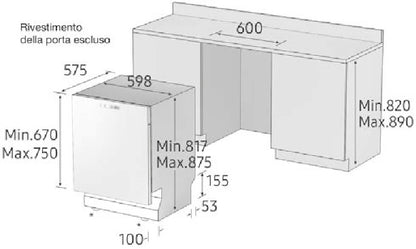 Iebūvējamā  trauku mazgājamā mašīna SAMSUNG DW60R7070BB/EO