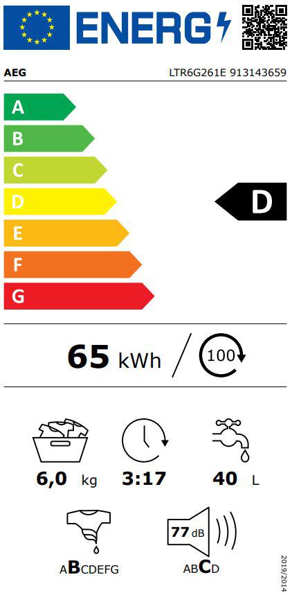 Veļas mazgājamā mašīna AEG LTR6G261E