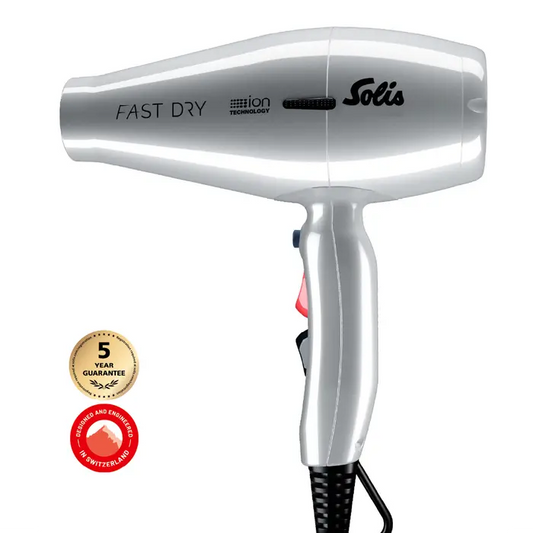 Фен SOLIS 381 Fast Dry 360° ионный Серебристый 